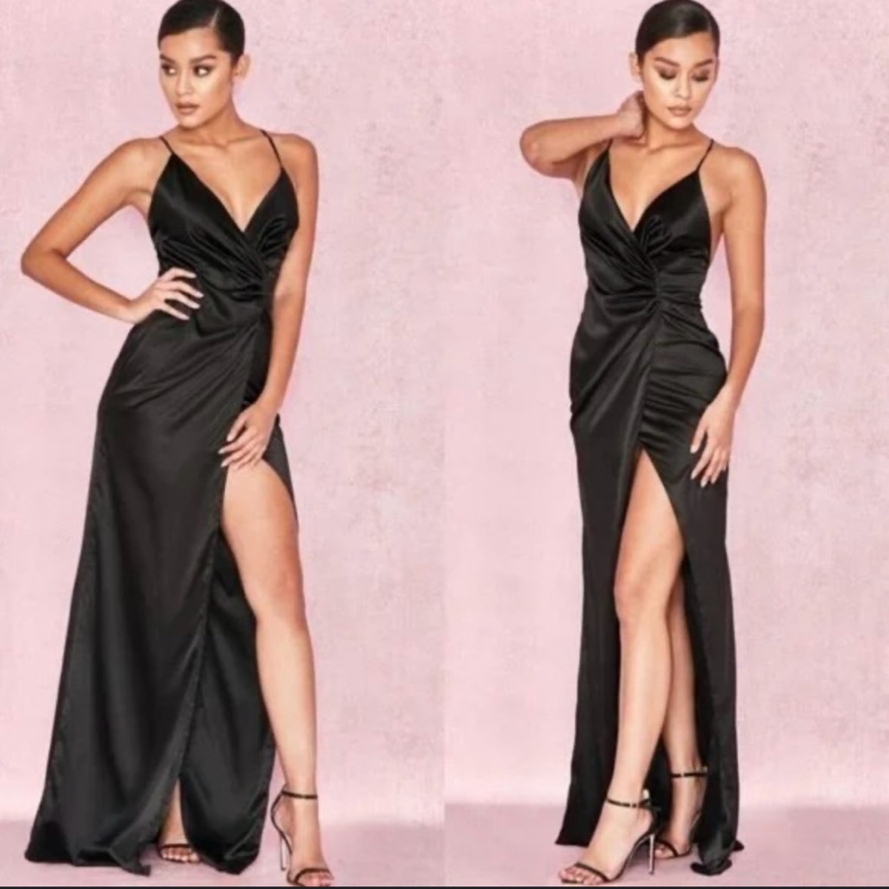 House of CB black satin dress